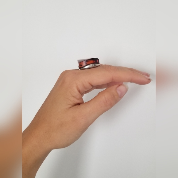 Rare Baltic Amber Modernist Ring - Picture 6 of 7